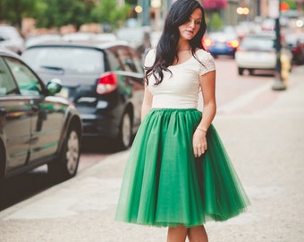 Tulle skirt, adult tutu, adult green tutu, womens tulle skirt, adult tulle skirt, any size-very full