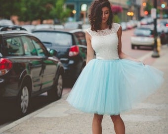 Tulle skirt, adult tutu, bridesmaid tulle skirt, aqua tulle skirt, adult tulle skirt, midi skirt, frozen tutu- custom any length