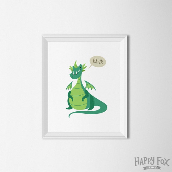 Grüner drache drache wandkunst drachen von happyfoxdesign auf etsy