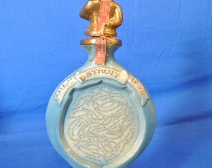 Storewide 25% Off SALE Vintage Original Jim Beam Liquor Decanter Featuring Number 3 Annual Convention With Gold Trophy Atop A Globe Style Ba
