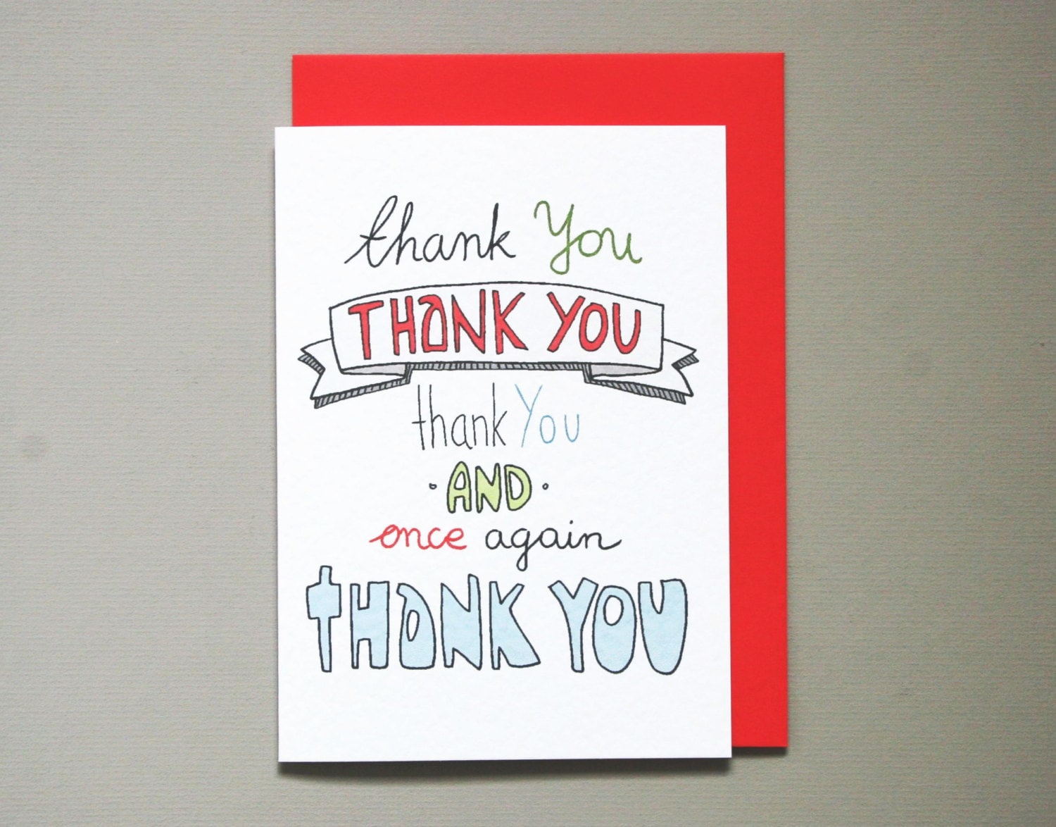 Thank You Card Many thanks thank you once again A6 card