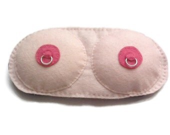 Sleep mask with pierced boobs design, Eye mask with pierced nipples design, Men's sleep mask, Joke eye mask, Nipple Piercing, Funny eye mask