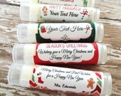 Christmas Party Favors - Set of 5 - Christmas Lip Balm - Christmas Chapstick - Custom Chapstick - Stocking Stuffers - Free Customization