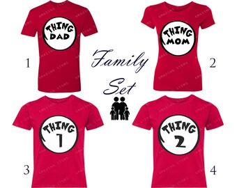 Thing Family Set Thing 1 Shirt Thing 2 Shirt Thing Mom Thing Dad Funny Family Halloween Costumes Gift Christmas Love Couple Set Custom
