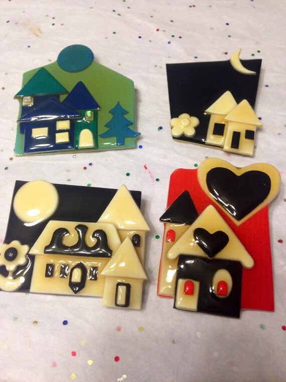 House pins by Lucinda. Vintage house pins. by TheBlingFollowing