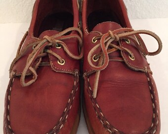 1980's Vintage Dexter Boating Shoes in Size 8 Retro Dexter Loafers for Women in Made in USA All Leather