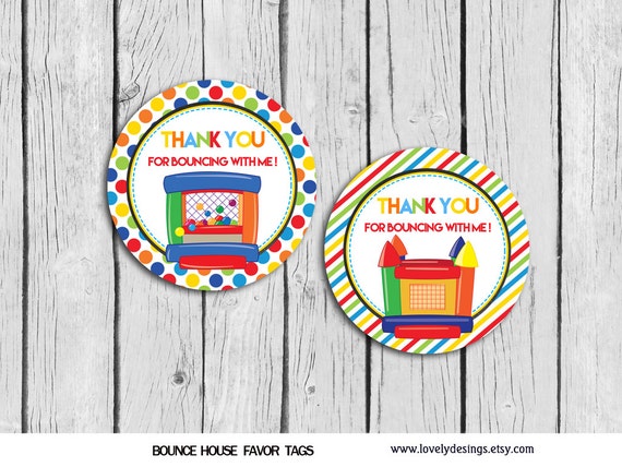 Bounce House Bouncing Favor Tags Instant DOWNLOAD Jump