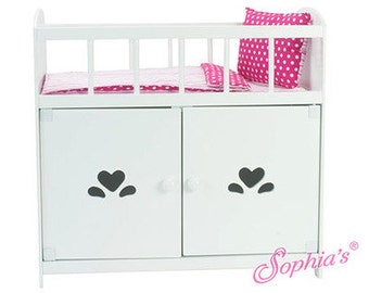 Baby Doll Crib and Storage Cabinet Ensemble for 18″ dolls