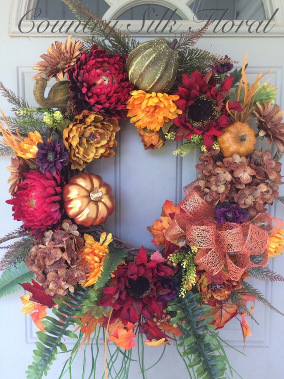 Items similar to Elegant Fall wreath ~ Harvest wreath ~ Autumn wreath ...