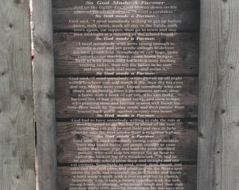 Christmas Gift - So God Made A Farmer Paul Harvey Wood Sign, Canvas Wall Art Christmas, Birthday, FFA, Mother's Day, Office, Wedding,