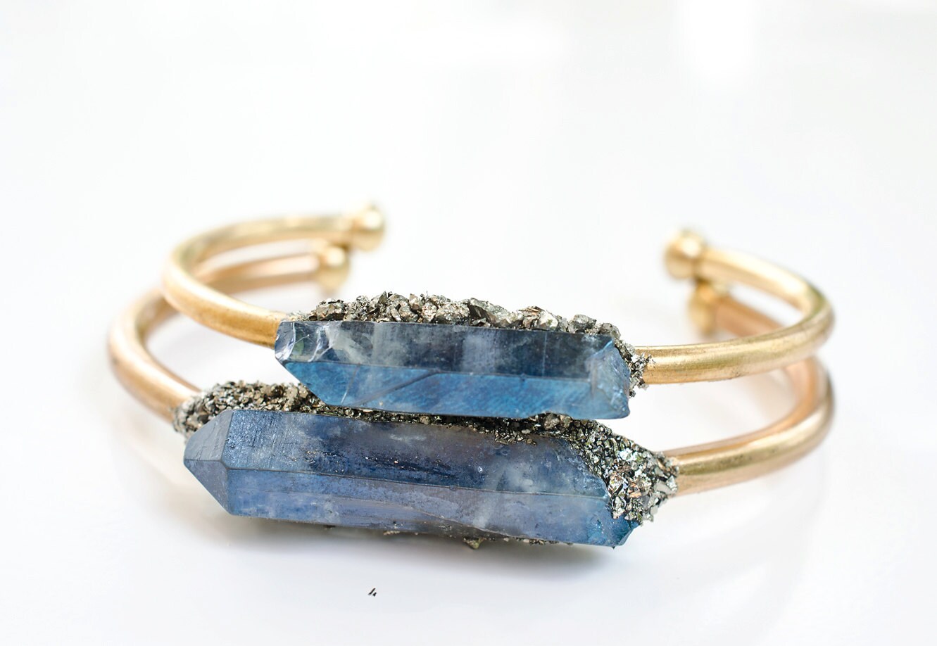 Raw Crystal Cuff Bracelet //Trendy Gift Idea // by AnaberJewelry
