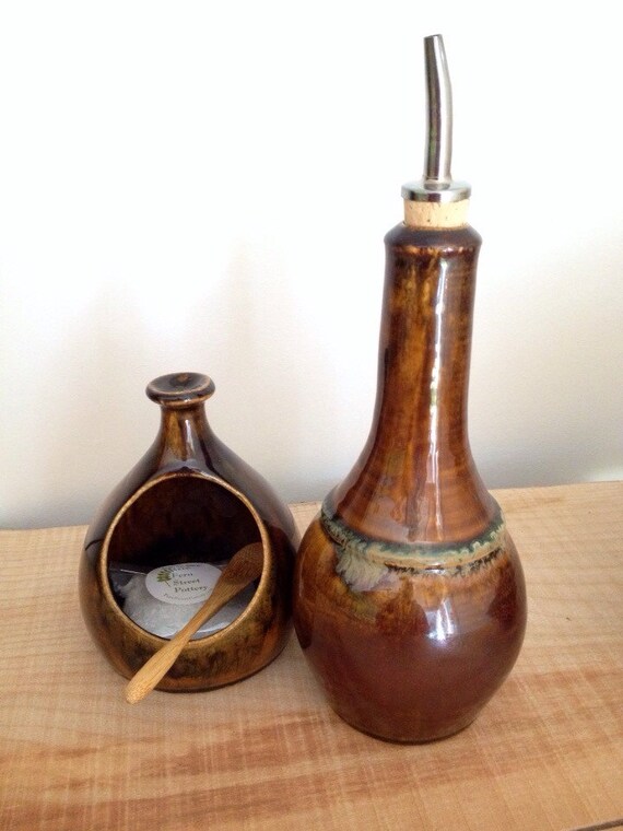 olive oil cruet oil cruet pottery hand made by FernStreetPottery