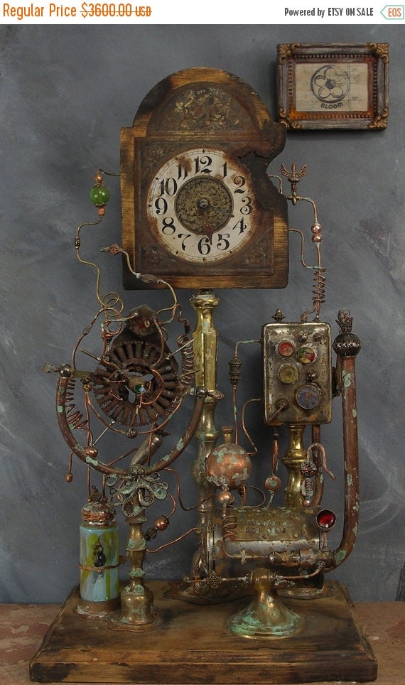 SALE 20 OFF The Steam Powered Clock with Time by BLOOM327