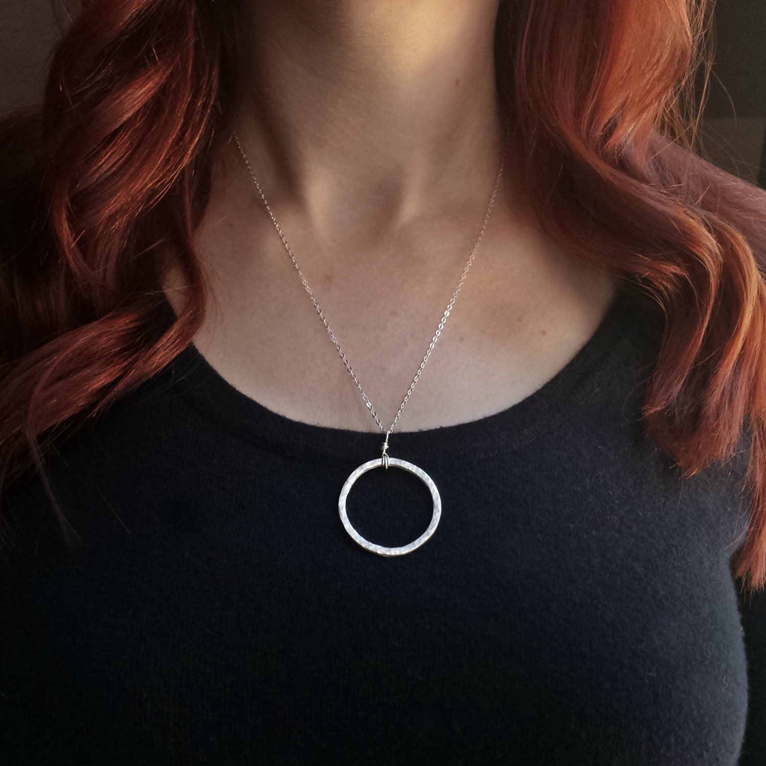 Large Circle Necklace Silver Circle Necklace Infinity