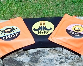 Skeleton Personalized Halloween Bag, Kids Halloween Tote Bag, Halloween Bucket, Personalized Halloween Bag, Halloween Candy Bucket