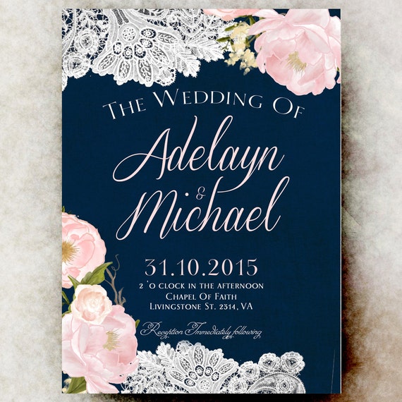 Navy And Blush Wedding Invitations 8