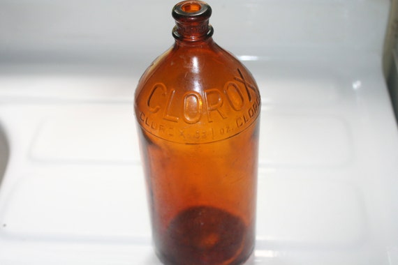 Brown Glass Clorox Bottle,Vintage Collectible,Home decor