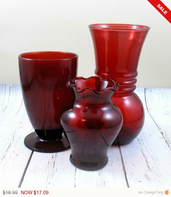 Sale Fall Sale Red Glass Vases Ruby Red Vases by TheZenSquirrel