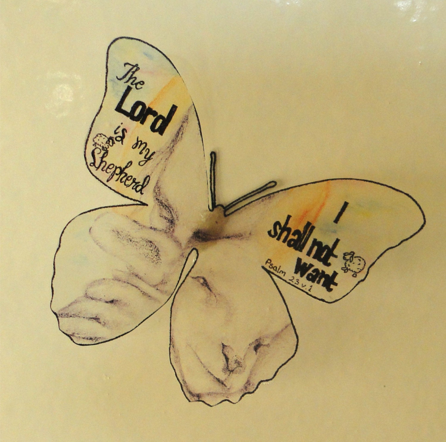 3D Bible Quote Butterfly Bible Verse Illustration Psalm 23 v