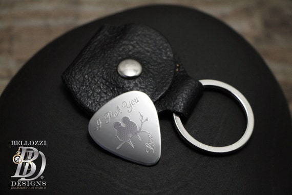 Sale Personalized Guitar Pick Keychain By Bellozzidesigns 0816