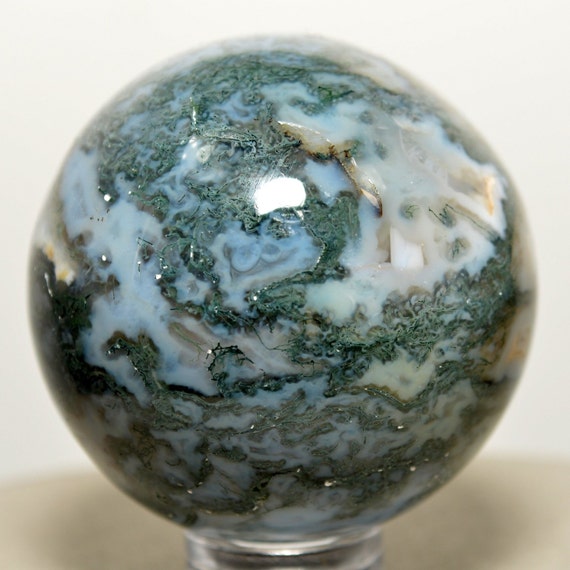 1.6 Blue Green Moss Agate Sphere Natural Polished Crystal by HQRP