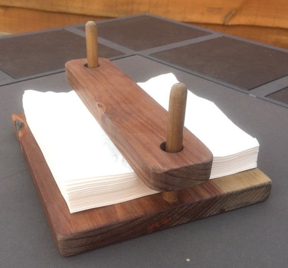 Napkin Holder Solid Pine Wood Rustic Indoor/Outdoor Weighted