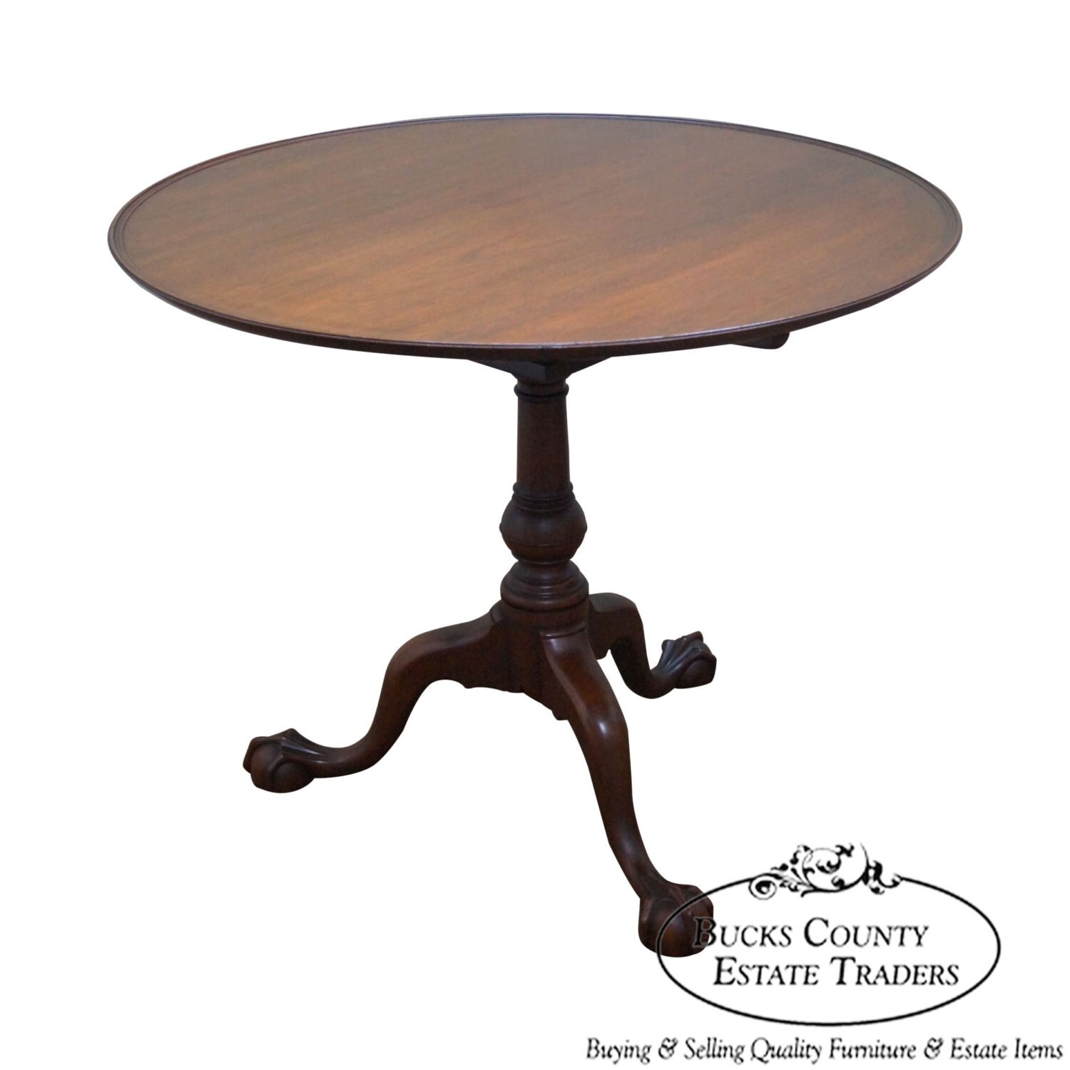 Kittinger Colonial Williamsburg Large Round Mahogany Chippendale Tea