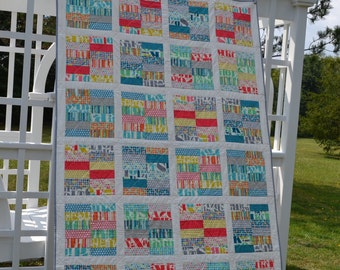 Twin Quilt, Twin Size Quilt, Retro Quilt, Colorful Quilt, Butterfly Quilt, Typewriter Quilt, "Letterpress"