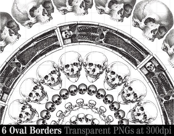 Download Halloween Skulls 6 Round Skull Borders Collars Clip Art