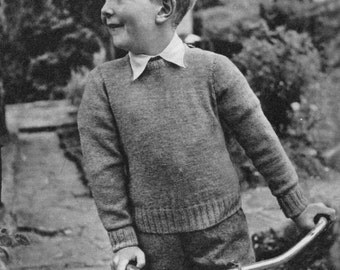 Vintage Knitting Pattern Boys Jumper pattern Intarsia