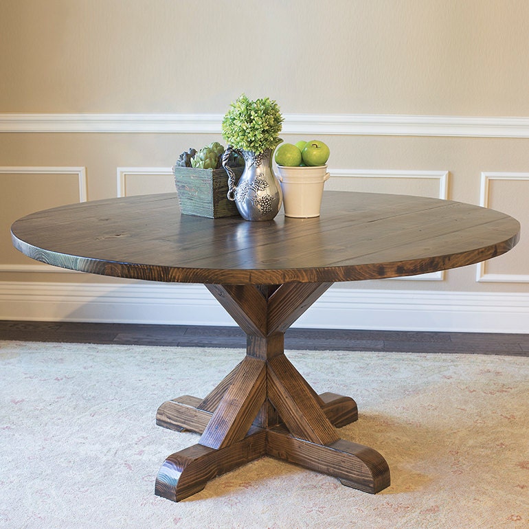Solid Wood Round X-Base Table