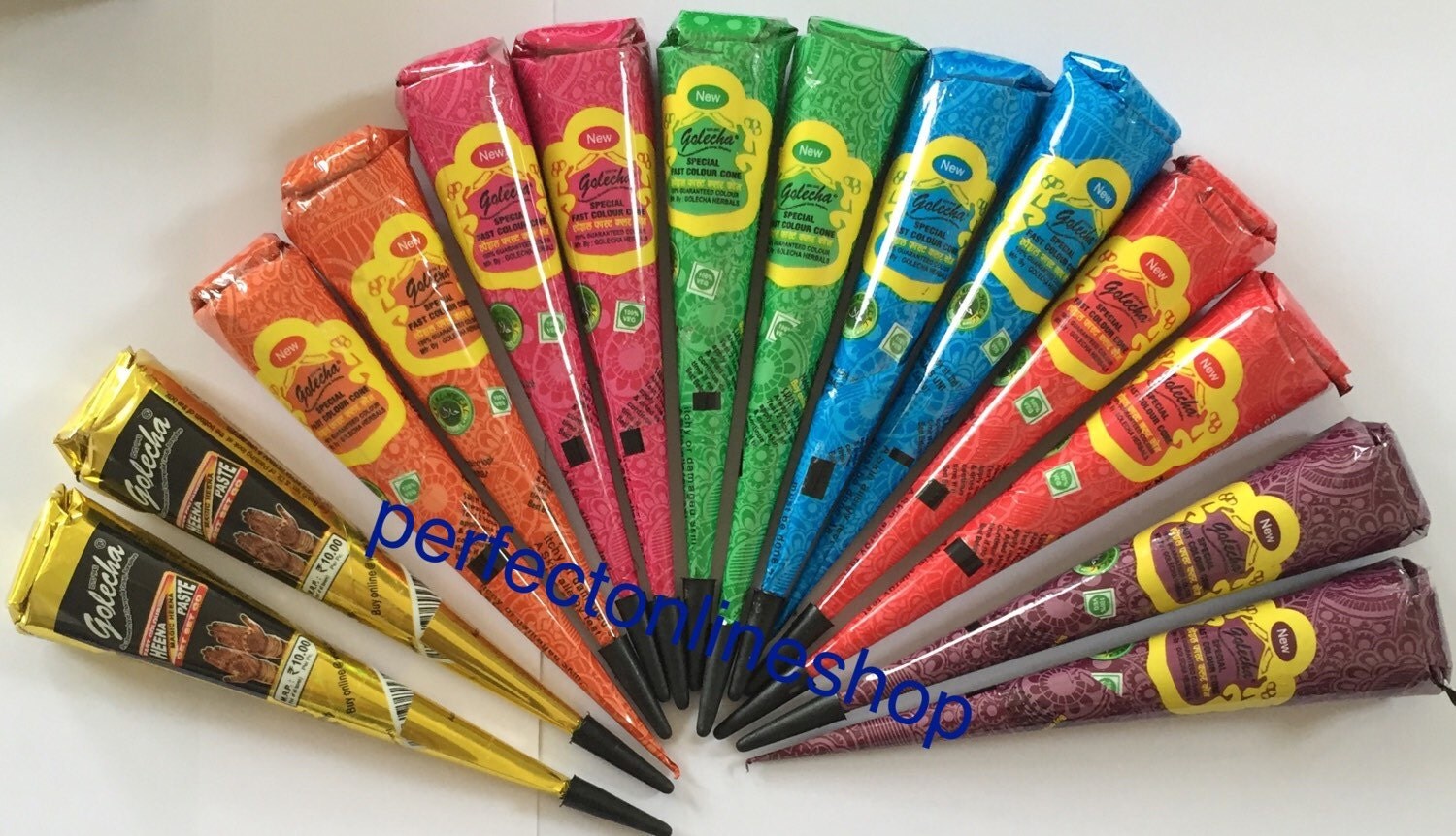 14 color cones pack colored henna kit Natural Henna paste