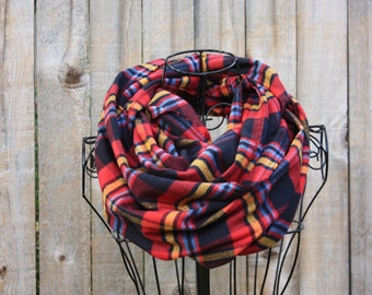 Buffalo Red White Blue Plaid Lightweight Flannel by ComfyCozyScarf