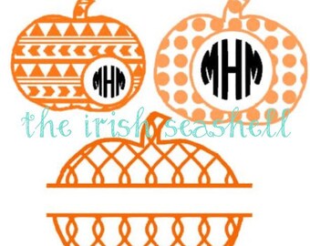 Pumpkin svg dxf for silhouette cameo aztec, chain, and polka dot bundle pack