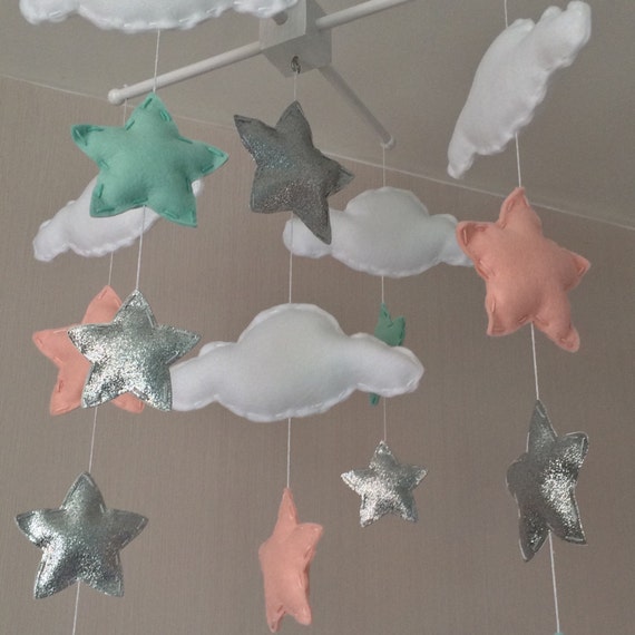 Baby mobile Baby girl mobile Cot mobile Star by EllaandBoo