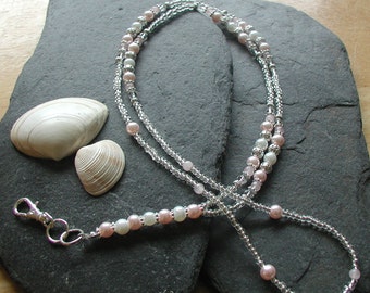 Handmade "Pearly Pink" ID Lanyard Badge Holder ID Necklace