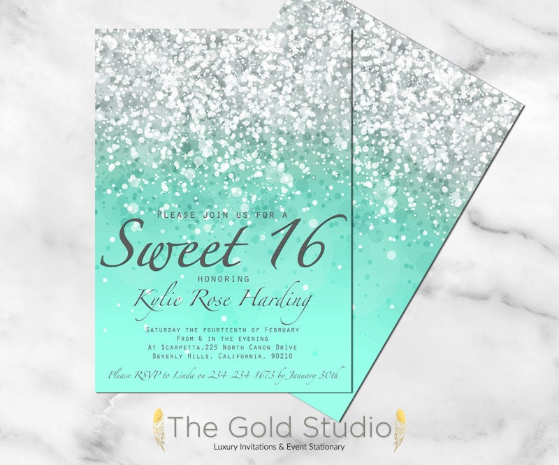 Sweet 16 Invitation Sweet Sixteen Mint Green Glitter Invite   Il Fullxfull.831747120 4j7u 