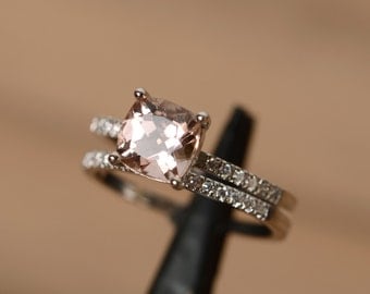 pink morganite ring silver stacking ring morganite engagement ring