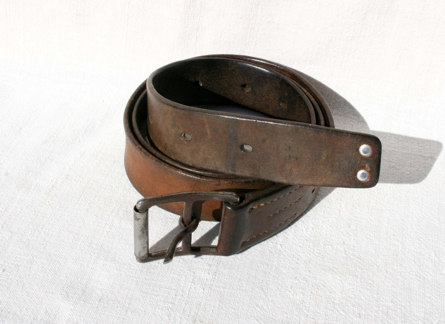 Vintage Swiss Army Leather Belt from 1937, 43 inches / 110 cm long, Pre ...