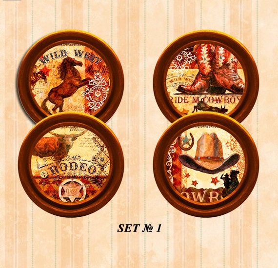 Cowboys decor western decor western plates set by PaperPlateArt