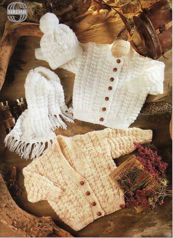 baby aran cardigans knitting pattern aran jackets cable hat