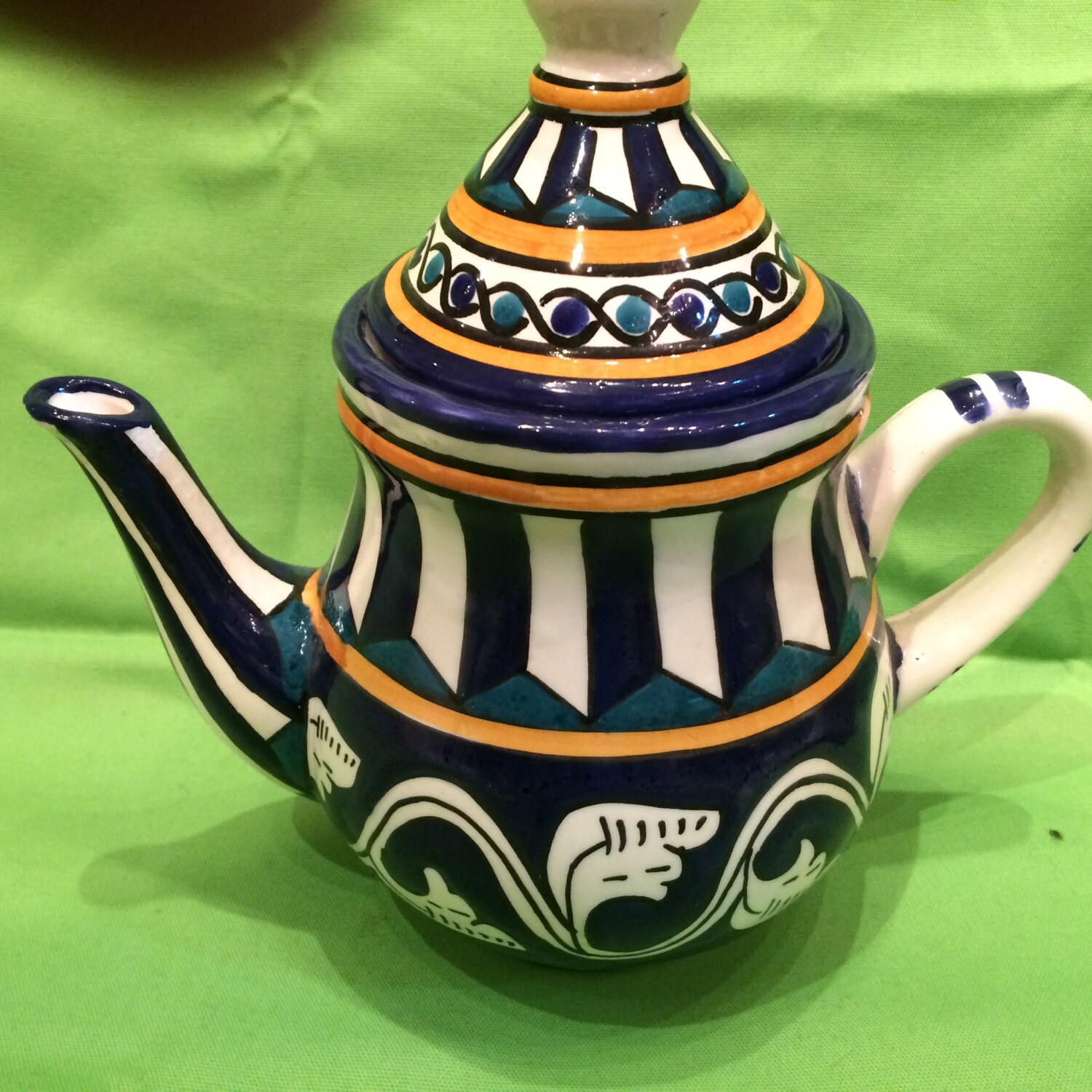 Handmade and hand painted tea kettle by Tajeen on Etsy