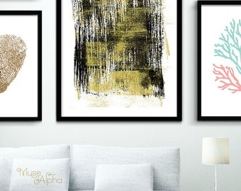 Black And Gold Wall Art gold painting | etsy Black And Gold Wall Art gold painting | etsy