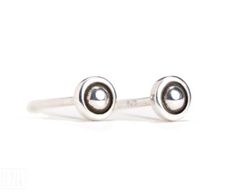 Round Dot Sterling Silver Stud Earrings Modern Bohemian Jewelry - CST004SS T2