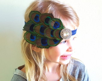 Peacock Feather Headband/Peacock Costume/Halloween Costume/Newborn Photo Prop/Feather Headband/Adult Headband/Girl Headband/Feather Costume