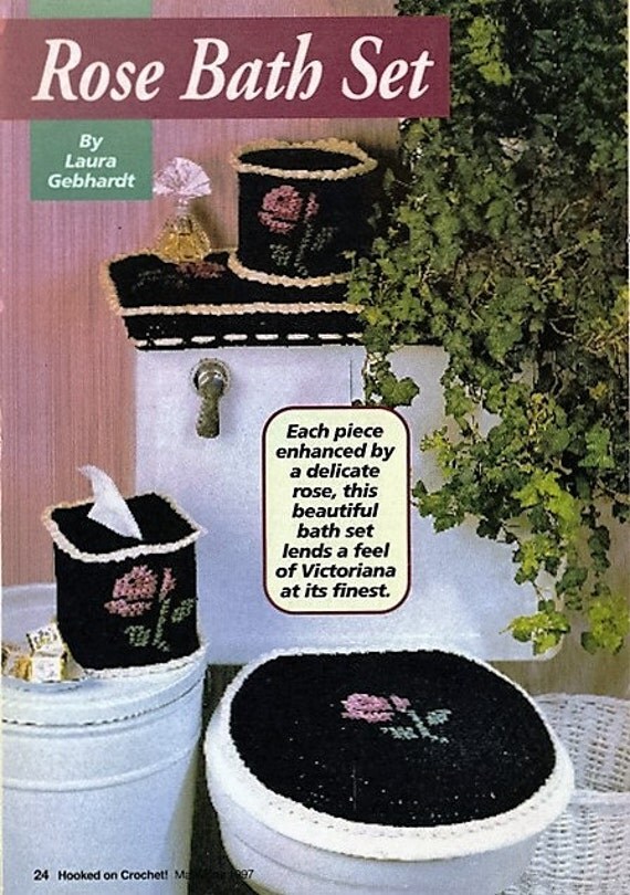 Crochet Rose Bathroom Set Pattern, Bathroom Set Pattern, Bathroom Home