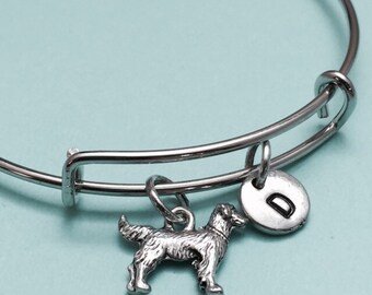 Golden retriever bangle, golden retriever charm bracelet, expandable bangle, charm bangle, personalized bracelet, initial bracelet, monogram