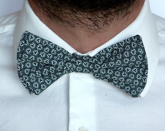 Papillon cotton fancy white and black , hand-stitched
