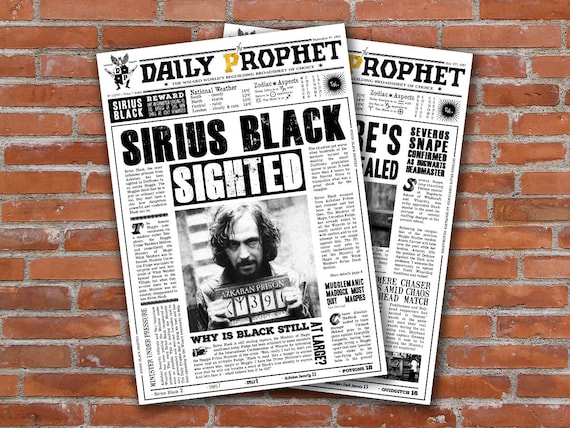 PRINTABLE Daily Prophet Covers Harry Potter Newspaper Third