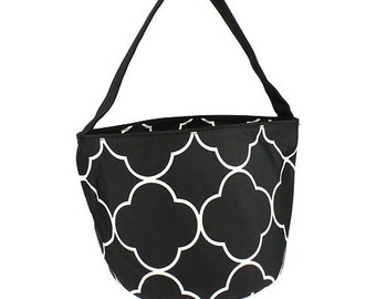 Monogram Black Quatrafoil Halloween Bucket, Quatrafoil Easter Basket